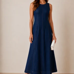 Blue Denim Midi Dress