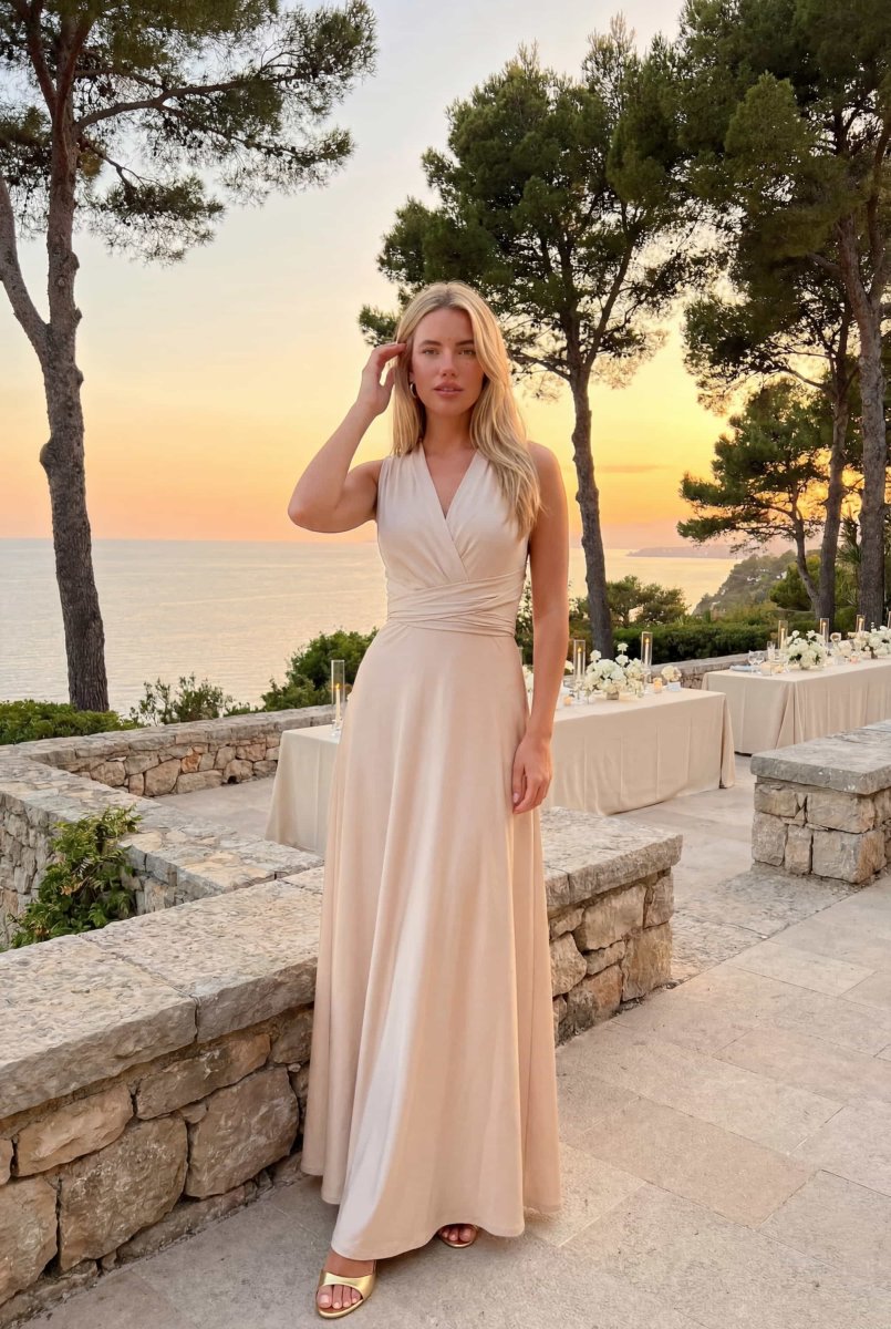 Multi-way Slinky Maxi Dress / Champagne - Image 6