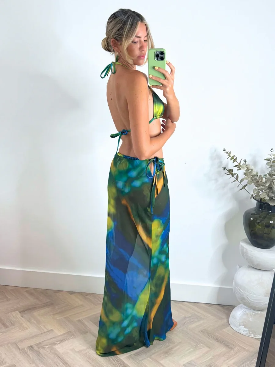 Malibu Sheer Beach Maxi Skirt / Blue and Green - Image 7