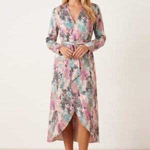 Fergie Reversible 2 in 1 Wrap Midi Dress / Animal Print