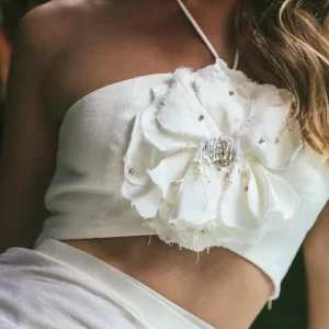 Gol Crop Top - Off White by RosewaterHouse
