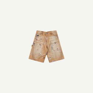 BROWN PAINTED CARPENTER SHORTS